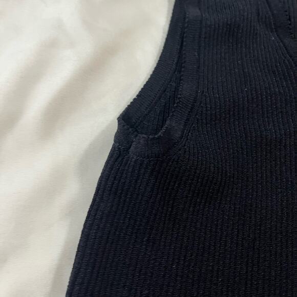 Y2K 2000s Black Square Neck Scallop Trim Tank Top Wmns L Casual Summer Goth - Picture 3 of 9